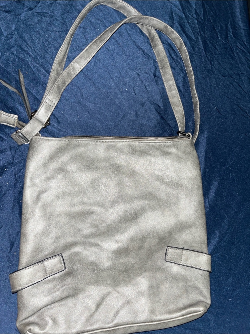 Metallic Silver Crossbody Tote Bag - Sleek Everyday Shoulder Bag